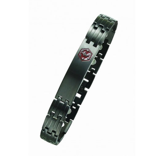 Black Steel Magnetic Medical Id Bracelet