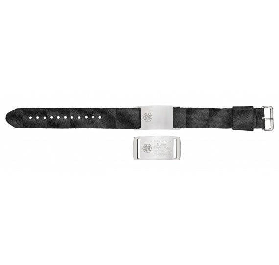 Black Nylon Sporty Medical Id Bracelet